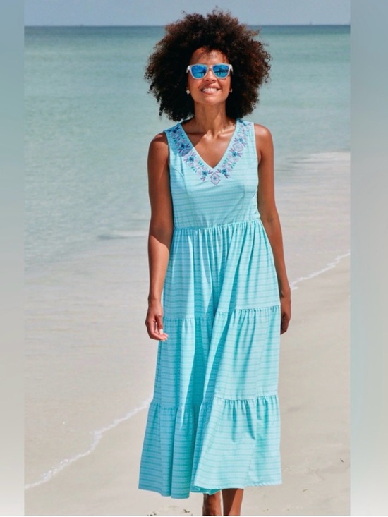 Cabana Life Dresses & Skirts - Cabana Life NWT Tiered tie back maxi midi dress XL swimsuit cover up UPF50